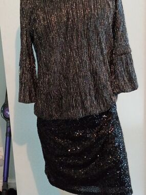 Black Sequin Pencil Skirt - Women's Sparkle Evening Skirt